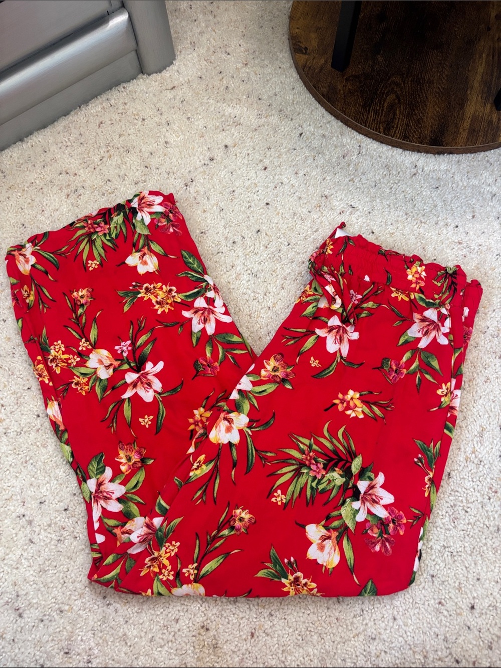 Joe Benbasset Red Floral Smocked Waist Pants